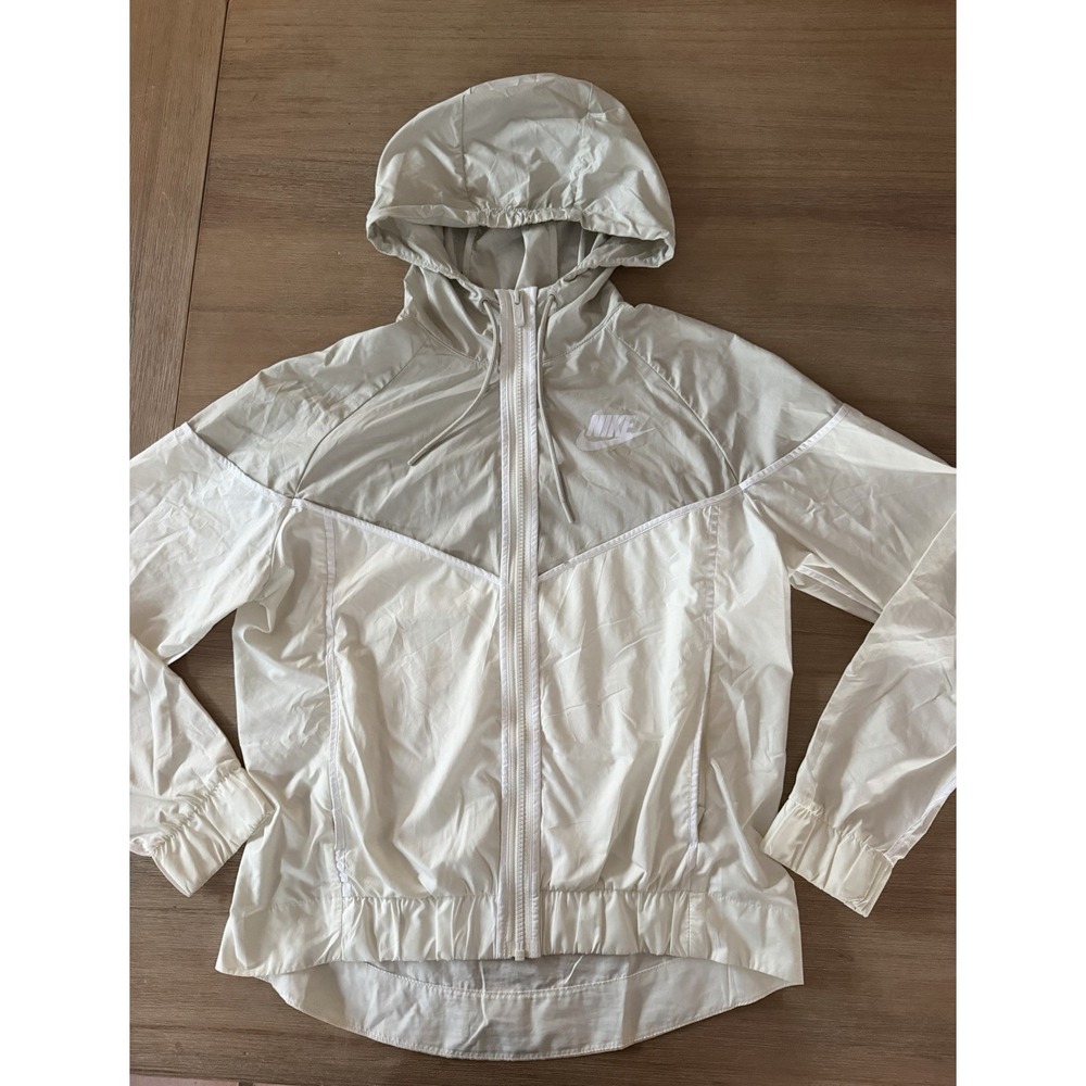NIKE Sportswear Windrunner Jacket White /Gray 883495-133 Hood Rain Full Zip S